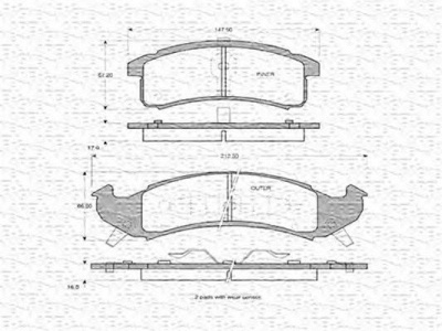 MAGNETI MARELLI 363702160831 -  Комплект тормозных колодок, дисковый тормоз